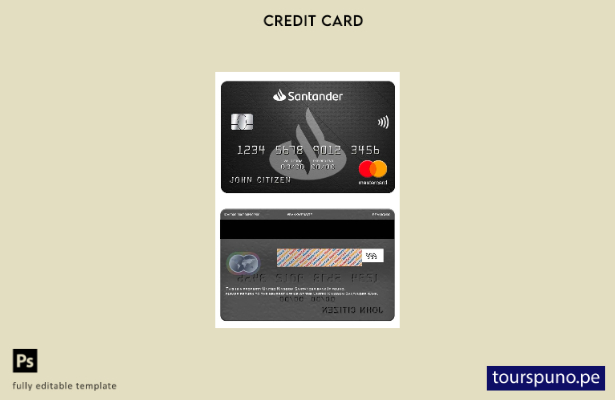 lista para imprimir plantilla de mastercard del banco Santander del Reino Unido